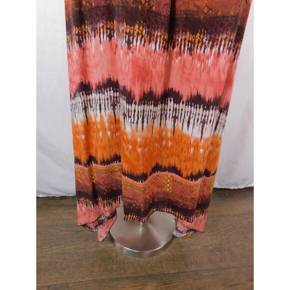 Mlle Gabrielle Dress Womens 1X Orange Boho Maxi Sleeveless Tassel Tie Dye Print - Picture 4 of 12